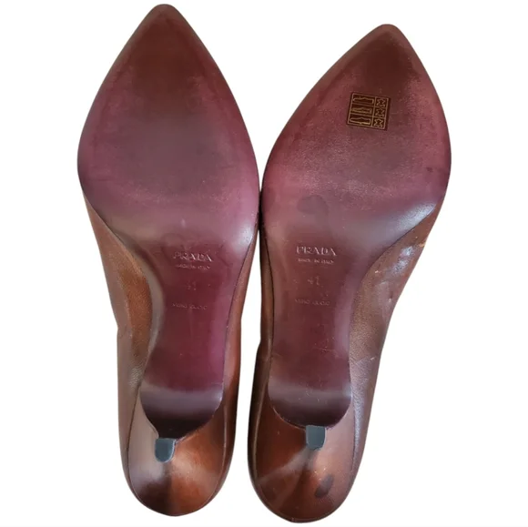 Y2K Vintage PRADA Leather Applique Flower Accent Pumps Heels Size 41 - Picture 10 of 10